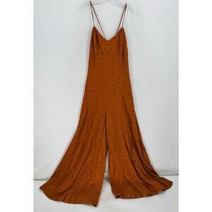 Free People Womens Orange Dots Strappy Summer Jamboree Jumpsuit Sz M NEW
